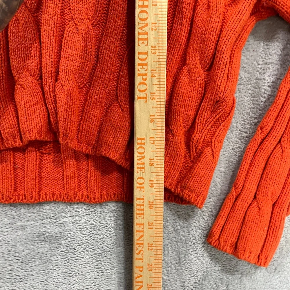Madewell Sweater Womens Large Orange Cotton Blend Cable Knit Pullover‎ Cottage